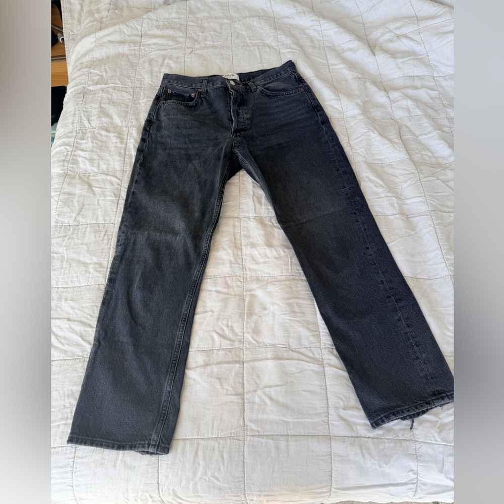 Agolde Riley Straight ankle Jeans in a vintage black wash